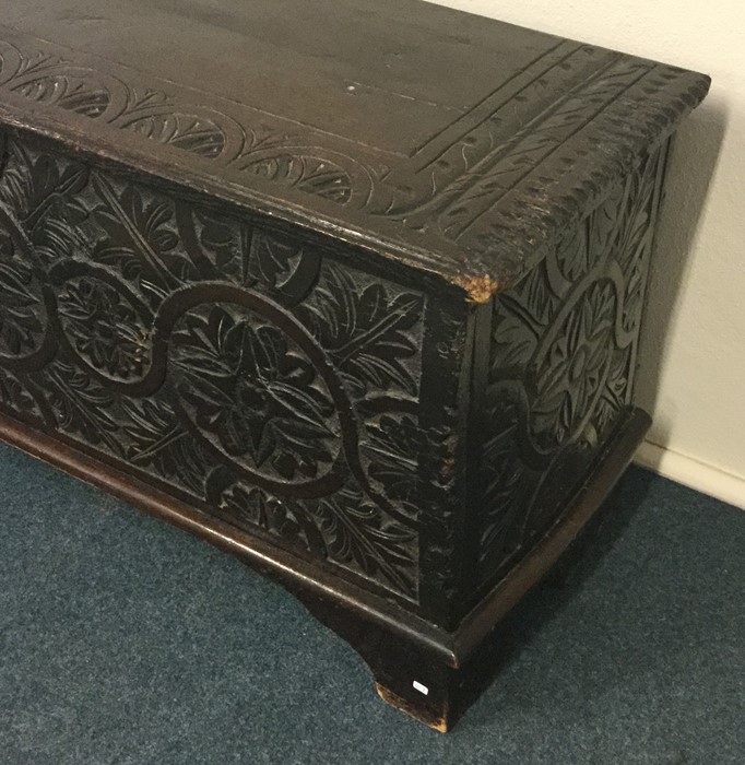 An early Georgian hinged top coffer decorated with - Image 2 of 2