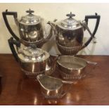 A good half fluted silver plated six piece coffee