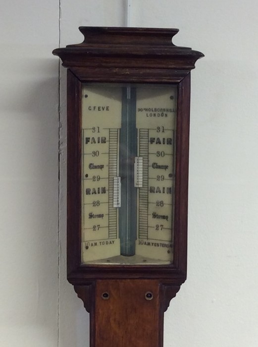 A good oak cased stick barometer. By EVE of London - Image 2 of 2