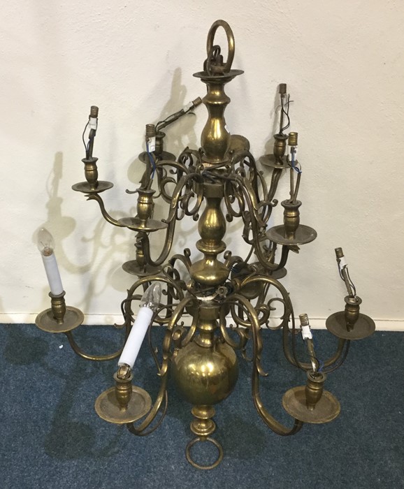 A large Georgian style brass hanging light pendant