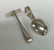 A child's silver pusher and spoon. Birmingham. App