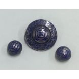 A pair of Scottish silver and enamel buttons toget