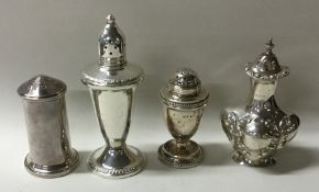 Four various silver condiments. Various dates and