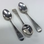 A set of three Georgian silver bright cut teaspoon