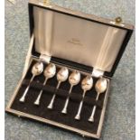 A boxed set of six Sterling silver teaspoons. Appr