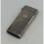 A French tapering silver vesta case with hinged to