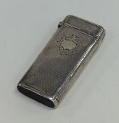 A French tapering silver vesta case with hinged to