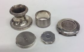 A group of silver mounted boxes together with a na