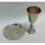 An Edwardian silver Kiddush cup on stand. Approx.