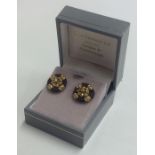 Mourning Jewellery. A pair of unusual gold and hair ear studs. Approx.