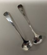 EXETER: A pair of Georgian OE pattern silver salt