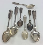 A set of seven Sterling silver spoons of fiddle pa