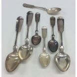 A set of seven Sterling silver spoons of fiddle pa