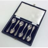 A good cased set of six silver teaspoons. Sheffiel