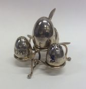 A good quality four piece silver gilt egg shaped c
