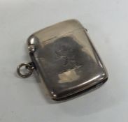 A plain silver hinged top vesta case. Birmingham.