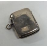 A plain silver hinged top vesta case. Birmingham.