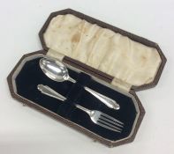 An Edwardian silver cased two piece christening se