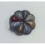 An oval multi-agate Scottish silver brooch of circ