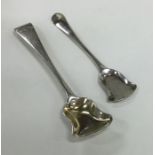 Two Georgian OE pattern silver salt shovels. Appro