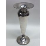 A silver tapering spill vase with circular rim. Bi