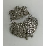 A silver plated three piece nurse's belt buckle. E