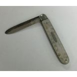 A silver and MOP fruit knife. Sheffield. Approx. 1