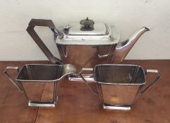 A good quality deco silver three piece tea service