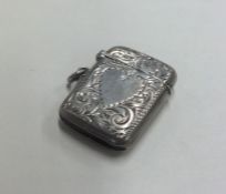 A good silver vesta case with heart shaped decorat