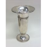 A large tapering silver spill vase with beaded dec