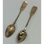 An attractive pair of Russian silver gilt spoons d