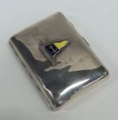 A silver cigarette case mounted with Topsham Saili