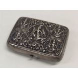 An Indian silver cigarette case decorated with fig