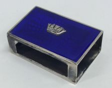 A Continental silver and enamel match case. Approx