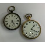 A gent's silver pocket watch together with a gilt