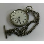 A silver watch chain together with a plated pocket