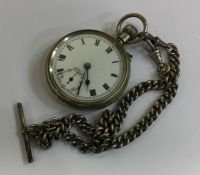 A silver watch chain together with a plated pocket