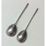 A good pair of Russian silver spoons with twisted