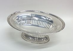 An Edwardian silver sweet dish of oval form with s