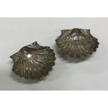 A pair of Italian silver fluted shells. Approx. 46