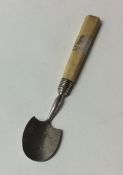 A Georgian silver cheese scoop with tapering handl