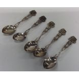 A set of five silver rifle teaspoons. Birmingham.