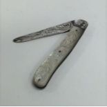 A silver and MOP fruit knife. Sheffield. Approx. 2