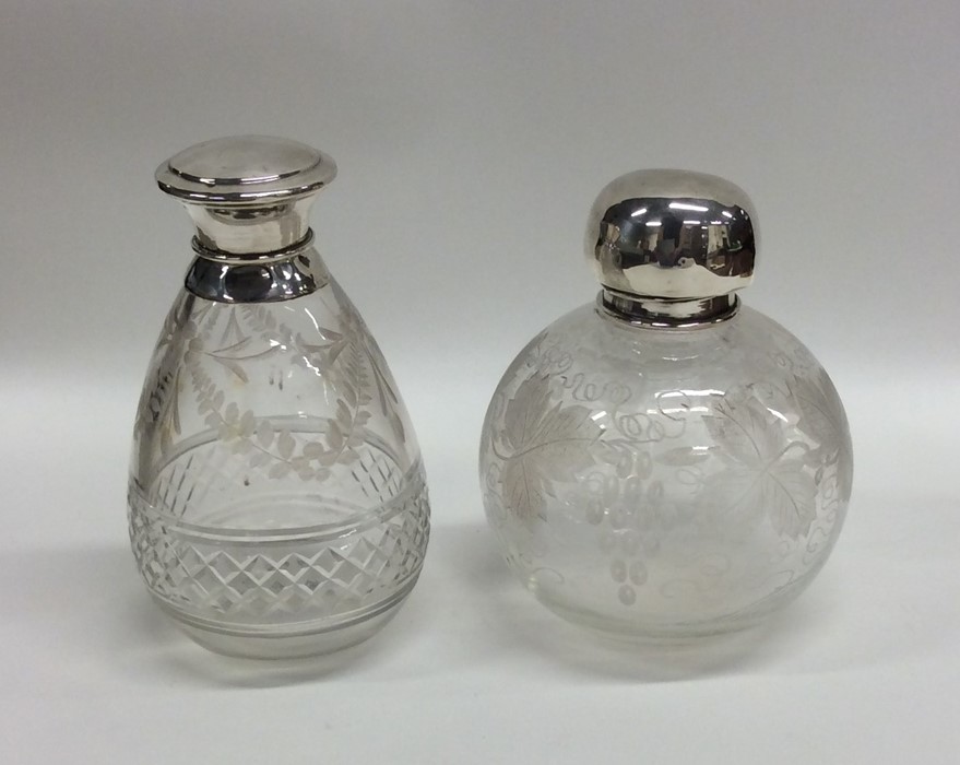 Two etched glass and silver mounted scent bottles. - Image 2 of 2