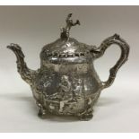 A good quality bachelor's silver teapot depicting