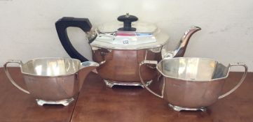 A good quality deco silver three piece tea service