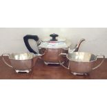 A good quality deco silver three piece tea service