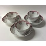 A group of three early English tea bowls and sauce