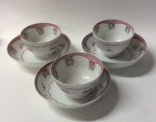 A group of three early English tea bowls and sauce