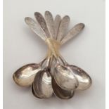 A set of six heavy Continental silver spoons. Appr